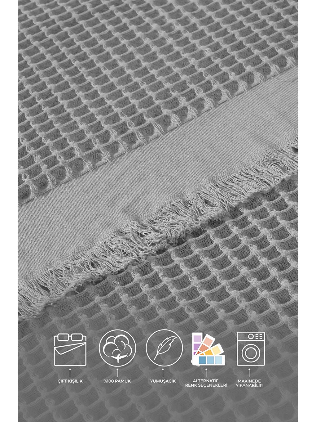 Ruffle Pike Çift Kişilik (220x240 cm) Gri-1