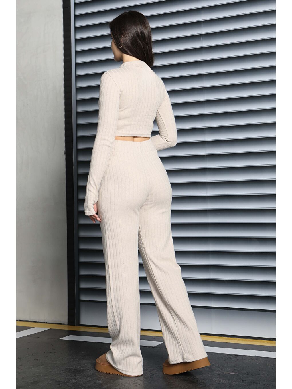 Parmak Geçmeli Kaşkorse İkili Takım Bej - 27820-BEJ-1