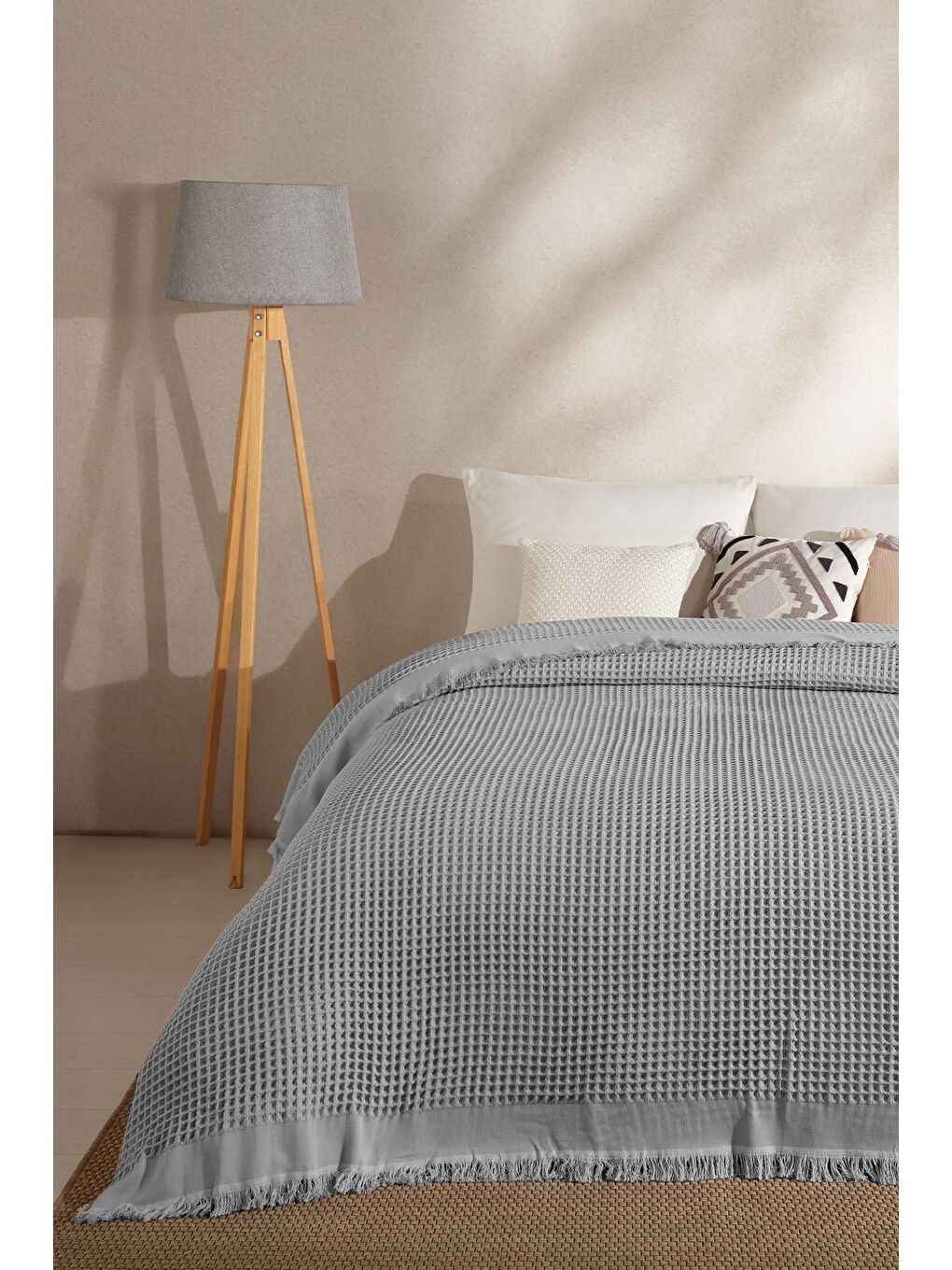 Ruffle Pike Çift Kişilik (220x240 cm) Gri-3