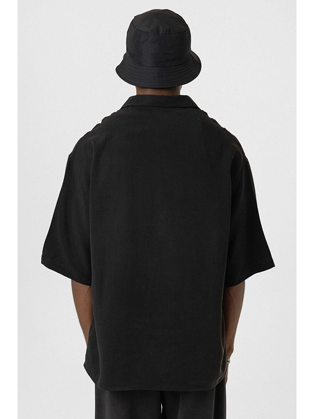 Oversize Lyocell Kumaş Gömlek Siyah-4