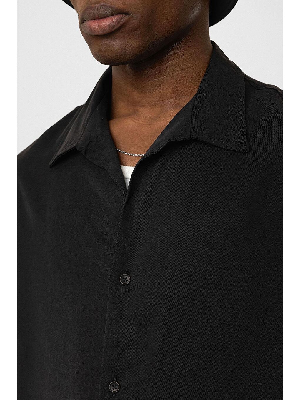 Oversize Lyocell Kumaş Gömlek Siyah-5