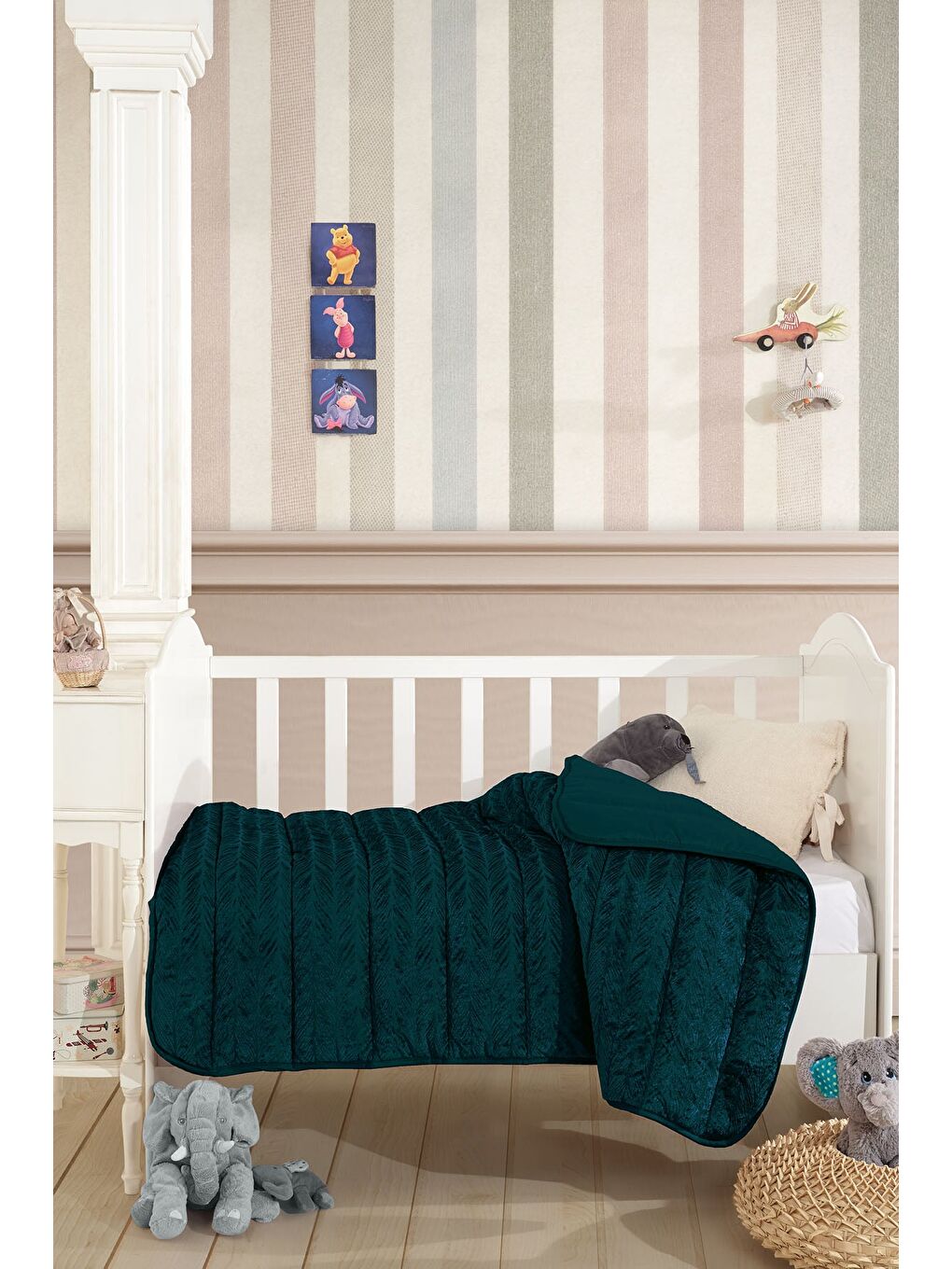 Velvet Bebek Yorgan (150x100 cm) Zümrüt Yeşili