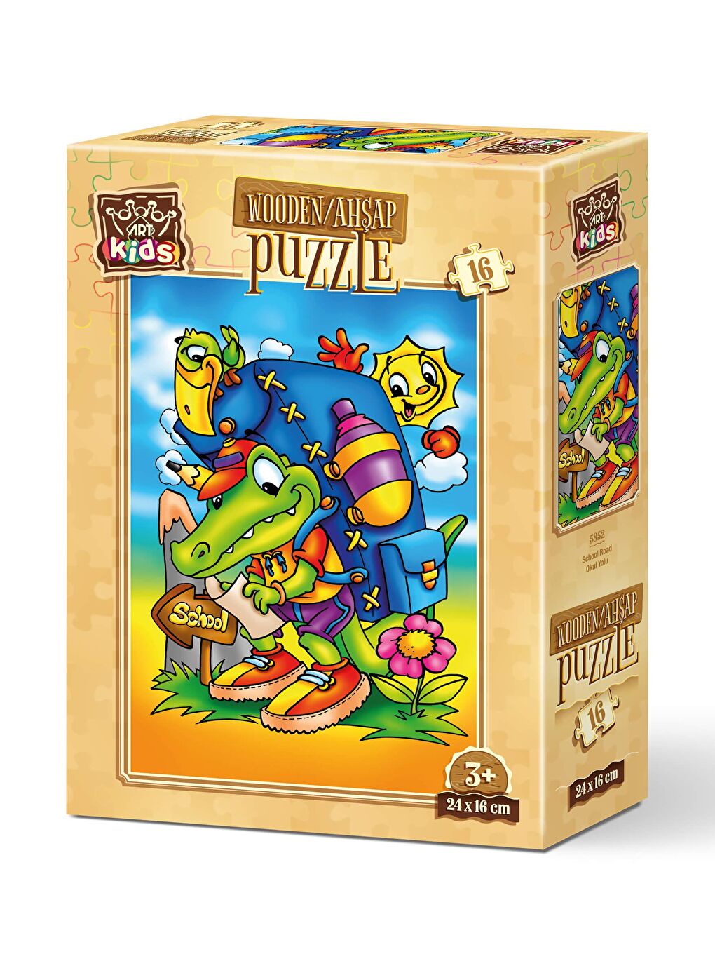 Art Puzzle Karışık 16 Parça Ahşap Puzzle Okul Yolu - 1