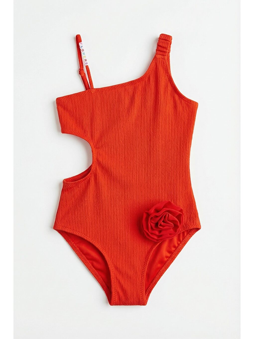 Kırmızı Kız Çocuk Floral Outburst Gül Aksesuarlı Mayo Nar Çiçeği