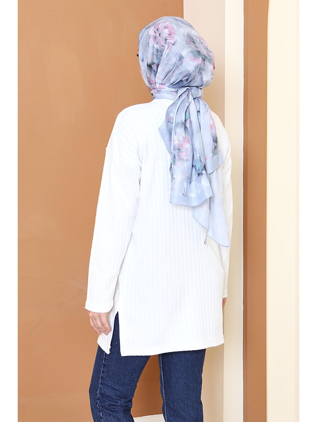 İnterlok Yırtmaçlı Tunik Beyaz - 27803-BEYAZ-3