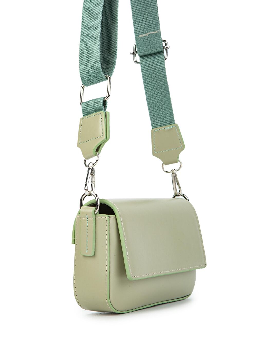 Suni Deri Mini Baget India Kadın Çapraz Çanta Mint Yeşil-1