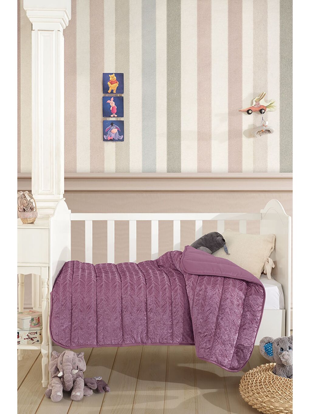 Velvet Bebek Yorgan (150x100 cm) Mürdüm