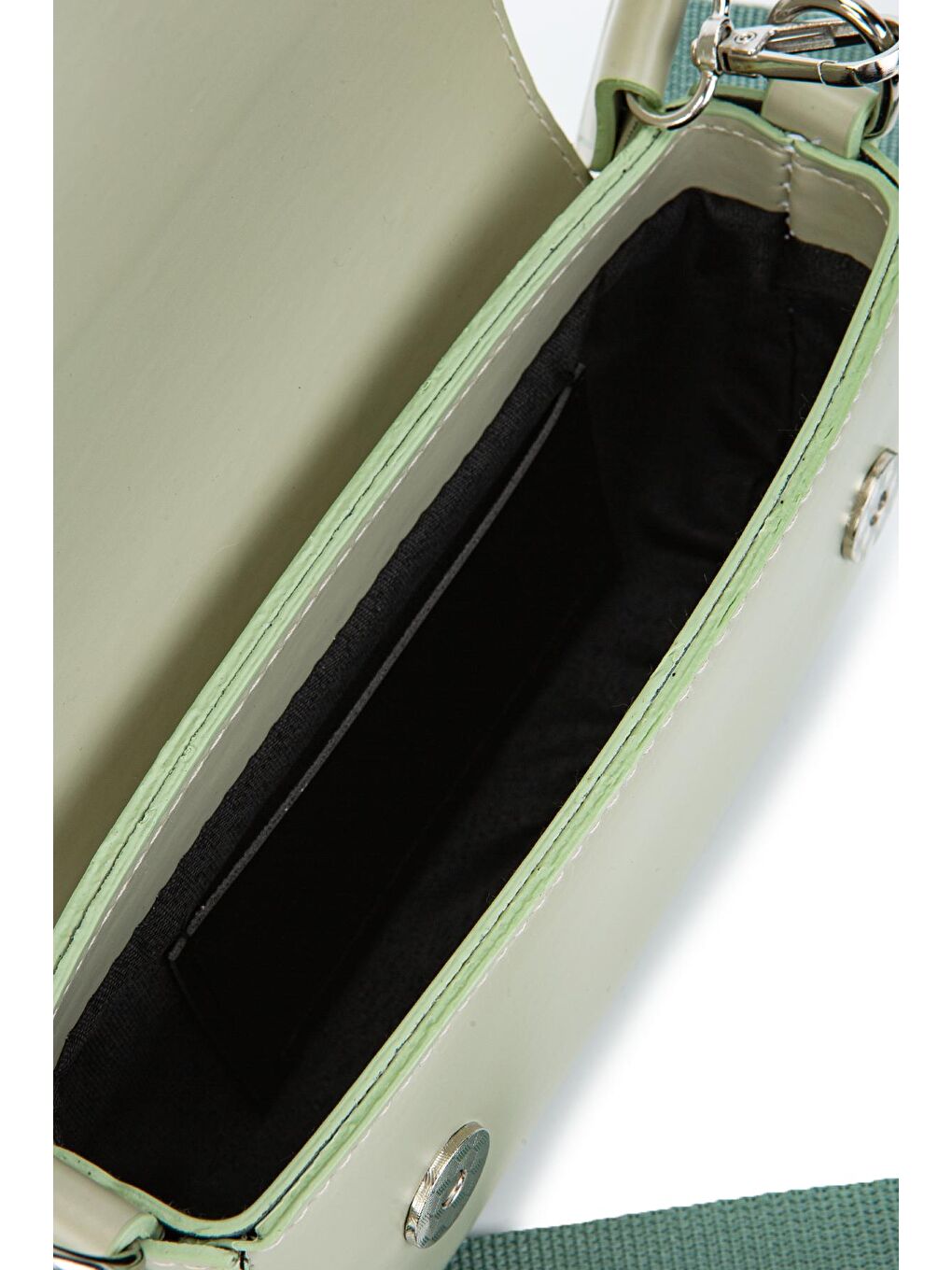 Suni Deri Mini Baget India Kadın Çapraz Çanta Mint Yeşil-3