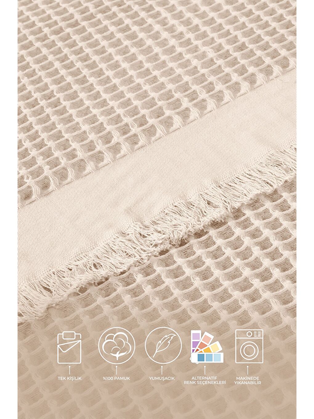 Ruffle Pike Tek Kişilik (160x220 cm) Bej-1