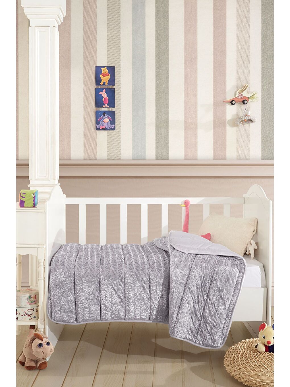Velvet Bebek Yorgan (150x100 cm) Gri