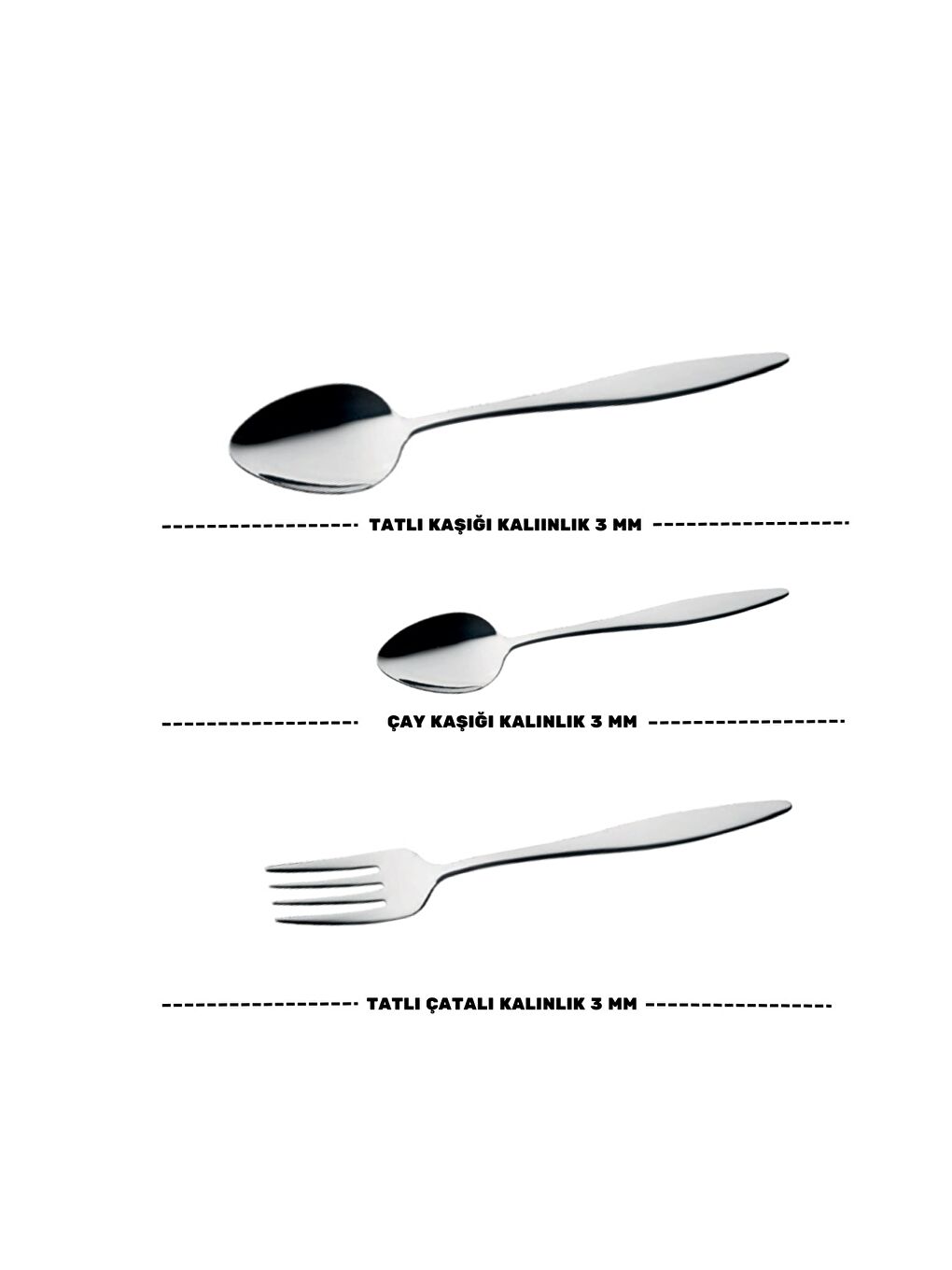 Gri Ceyda Tatlı Çatal Kaşık ve Çay Kaşık Takımı 6 Kişilik 18 Parça Beyaz Kutu-2