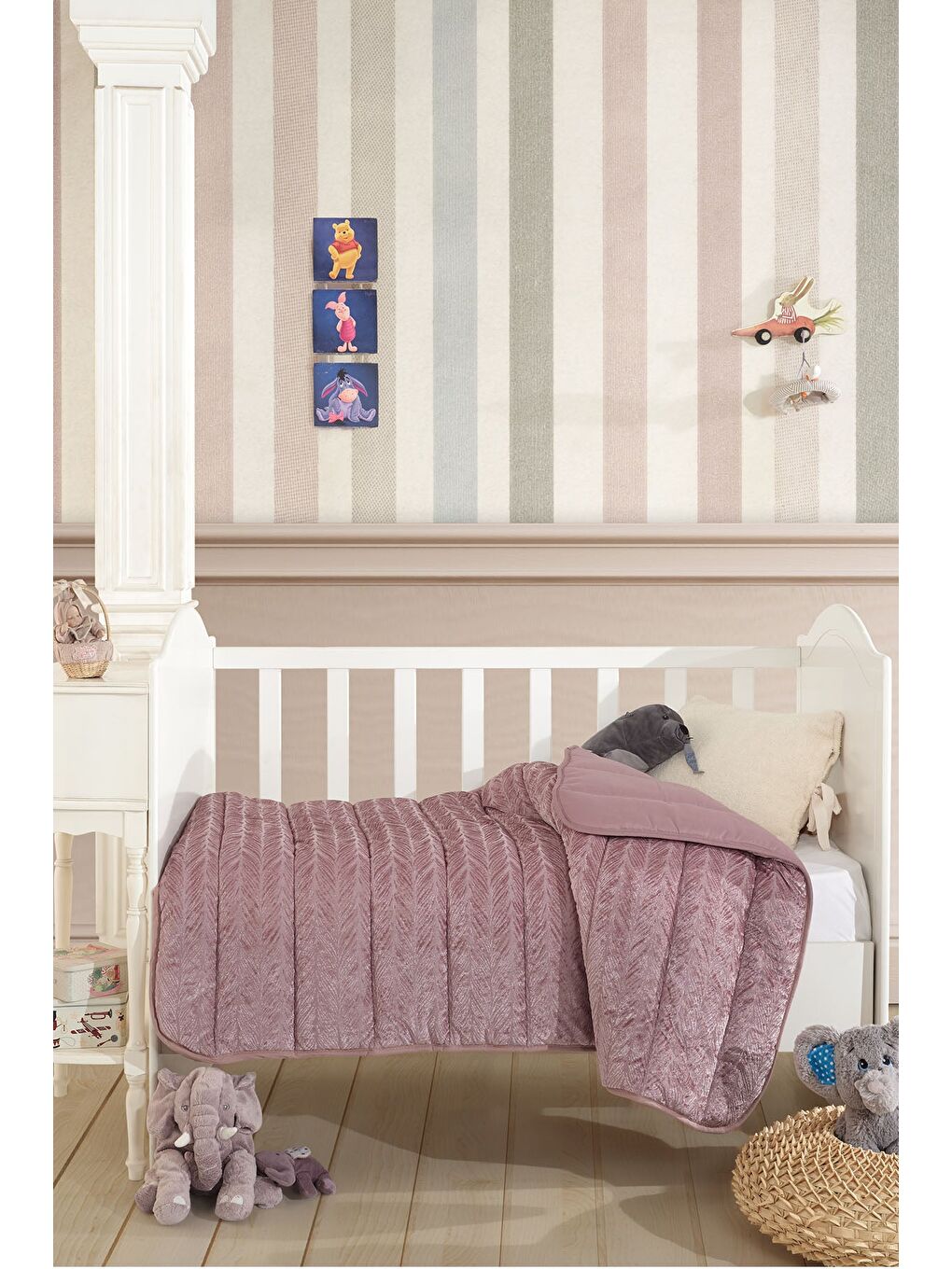 Pembe Velvet Bebek Yorgan (150x100 cm) Gülkurusu