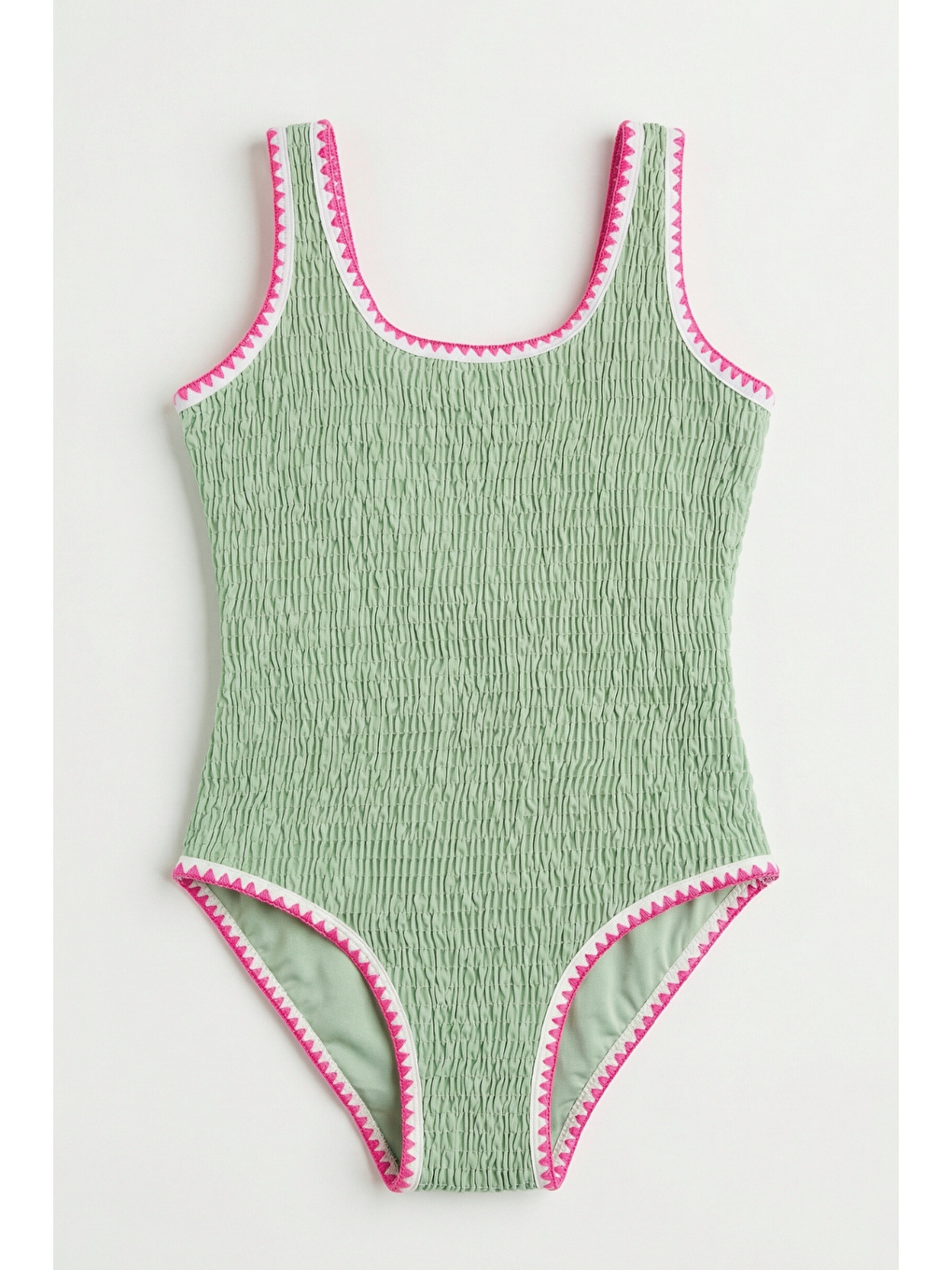 Kız Çocuk Sea La Vie Yeşil Büzgü Dokulu Pembe Biyeli Mayo