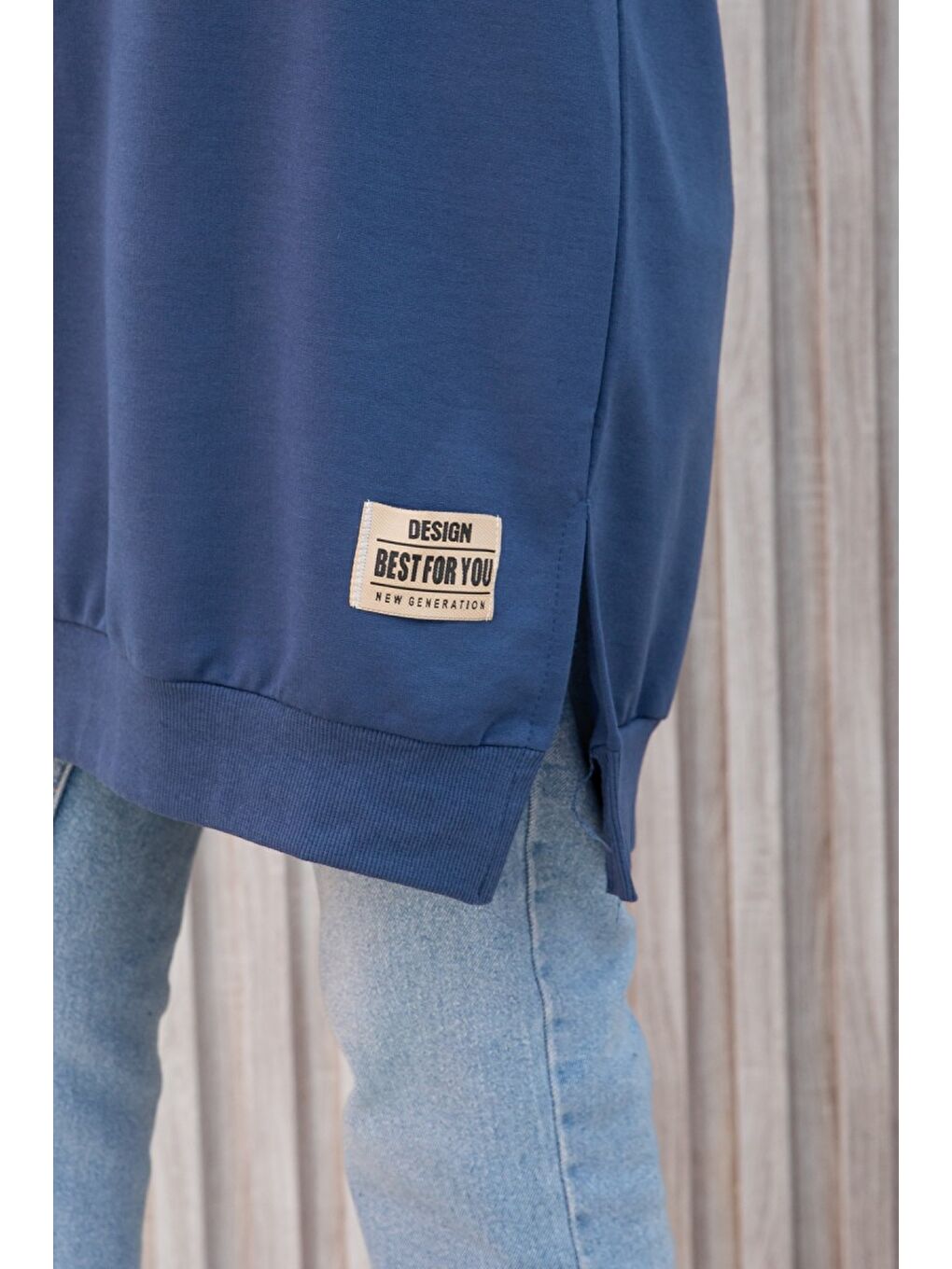 İndigo Armalı Yırtmaç Detaylı Vortex Tunik Indigo - 27952-INDIGO-3