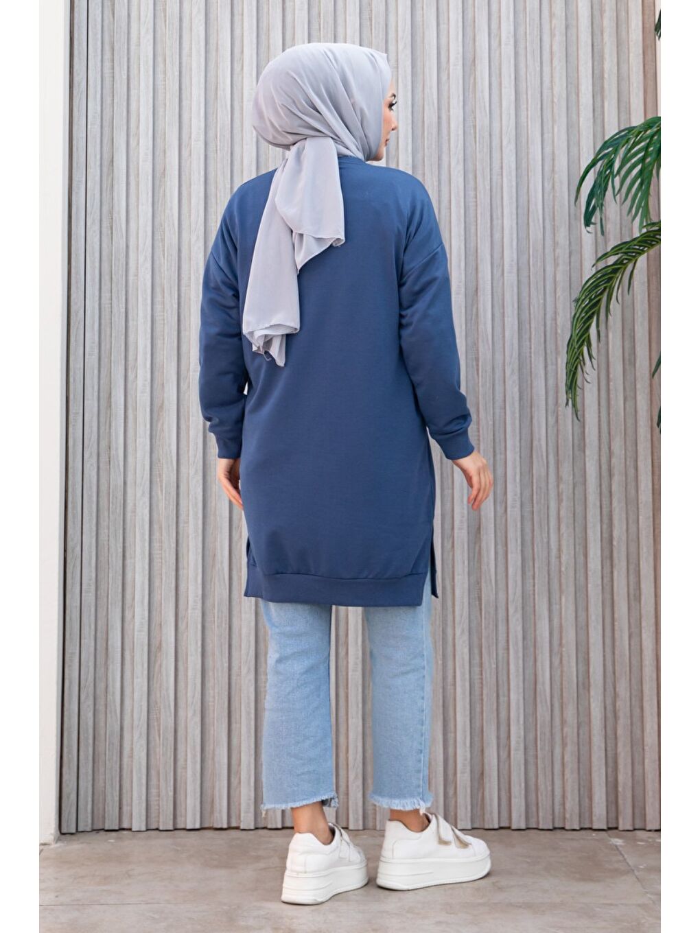 İndigo Armalı Yırtmaç Detaylı Vortex Tunik Indigo - 27952-INDIGO-4