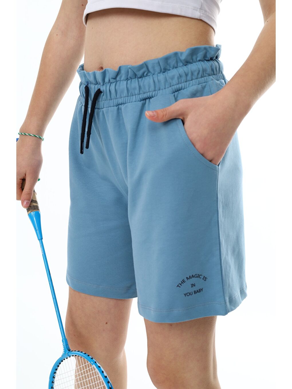 Mavi Kız Çocuk Baskılı Şort-1