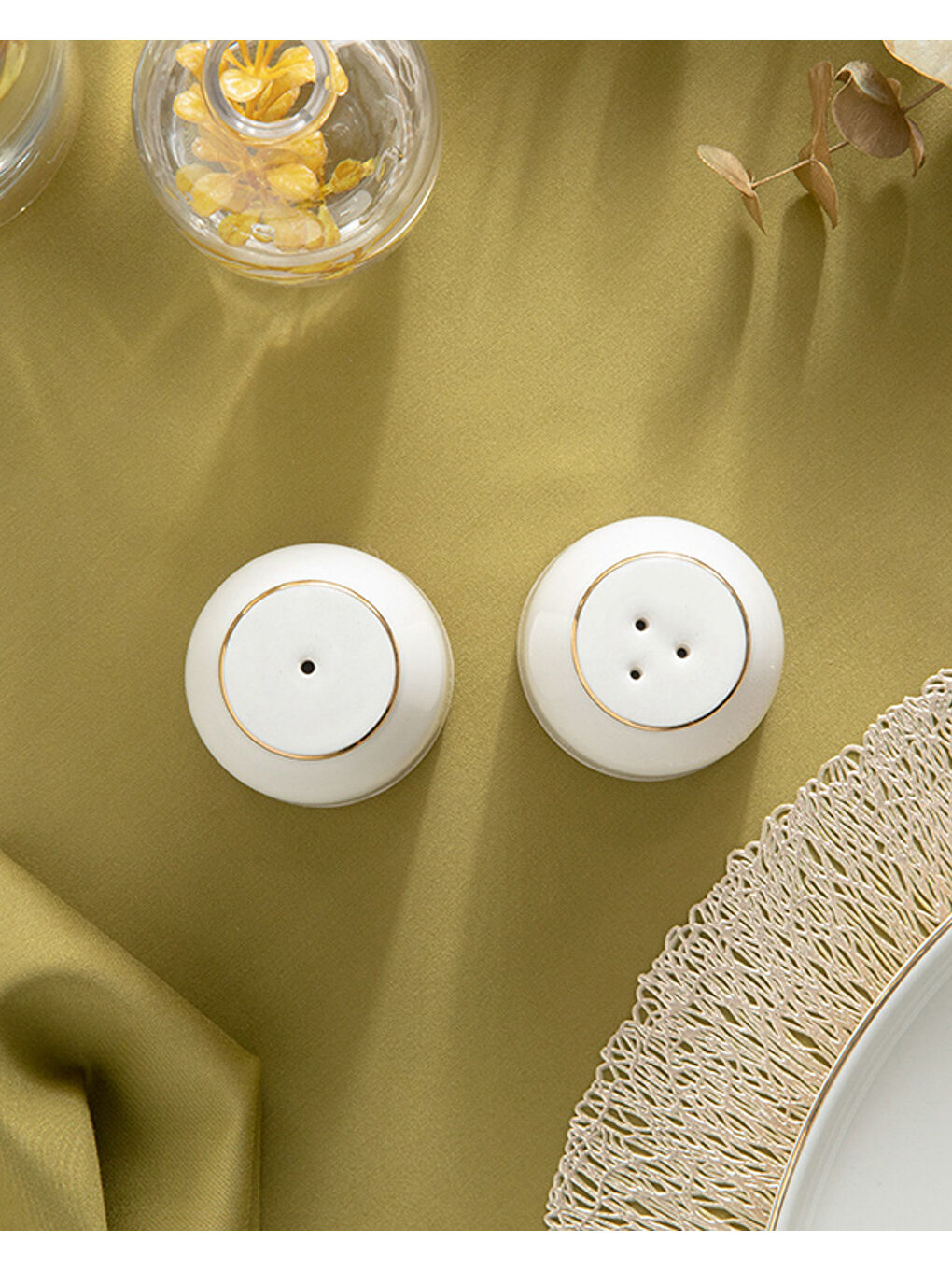 Sarı Torino Porselen Tuzluk-Biberlik Gold-1