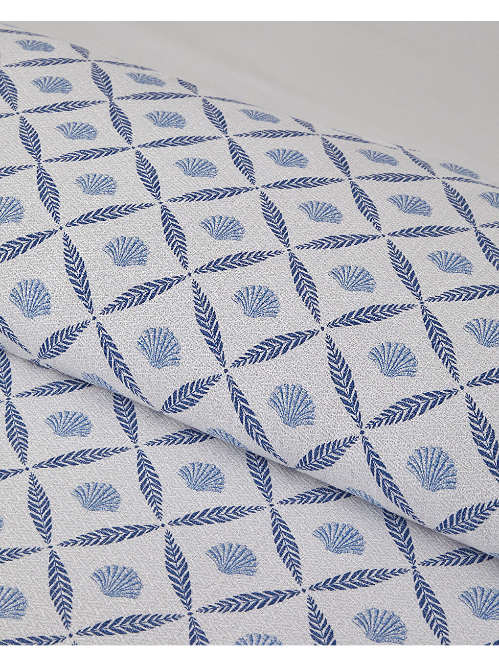 Sea Shell Baskılı Tek Kişilik Pike Takımı 150x220 cm Mavi-2