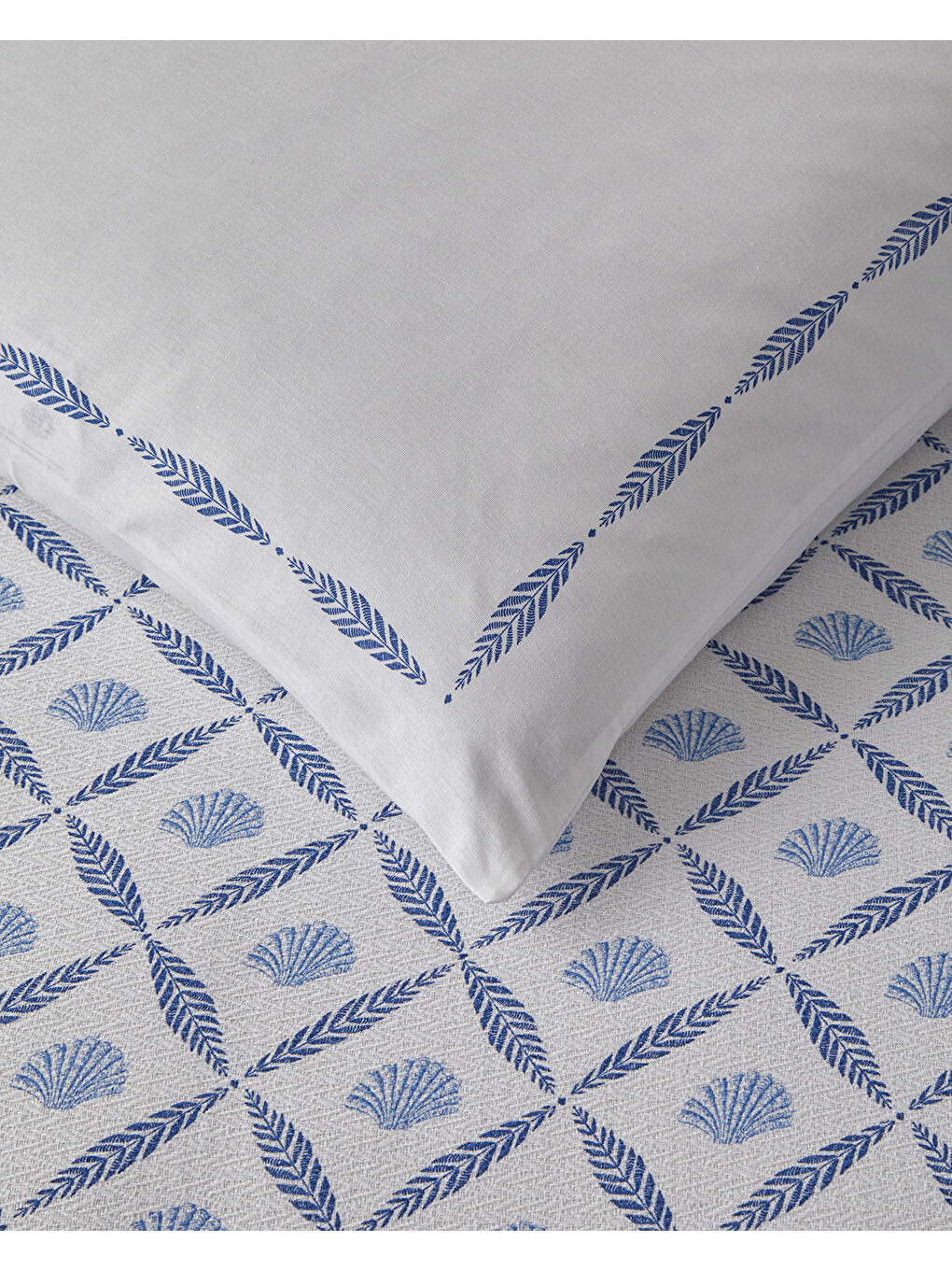 Sea Shell Baskılı Tek Kişilik Pike Takımı 150x220 cm Mavi-3