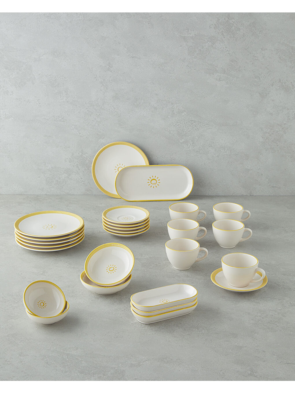 Sunny Seramik Kahvaltı Takımı 26 Parça 6 Kişilik Sarı