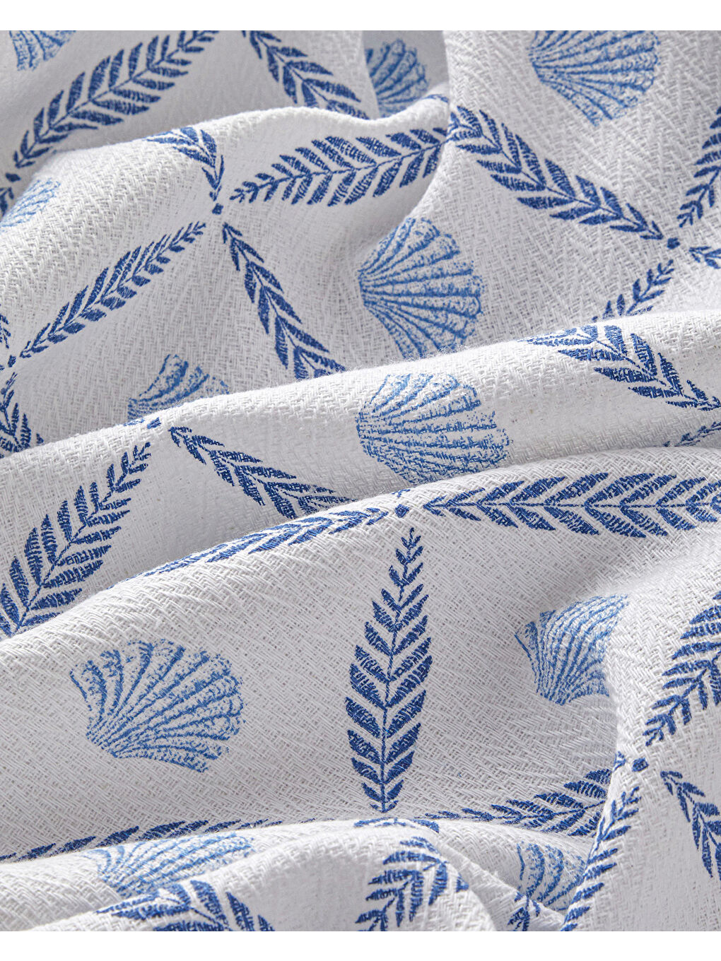 Sea Shell Baskılı Tek Kişilik Pike Takımı 150x220 cm Mavi-4