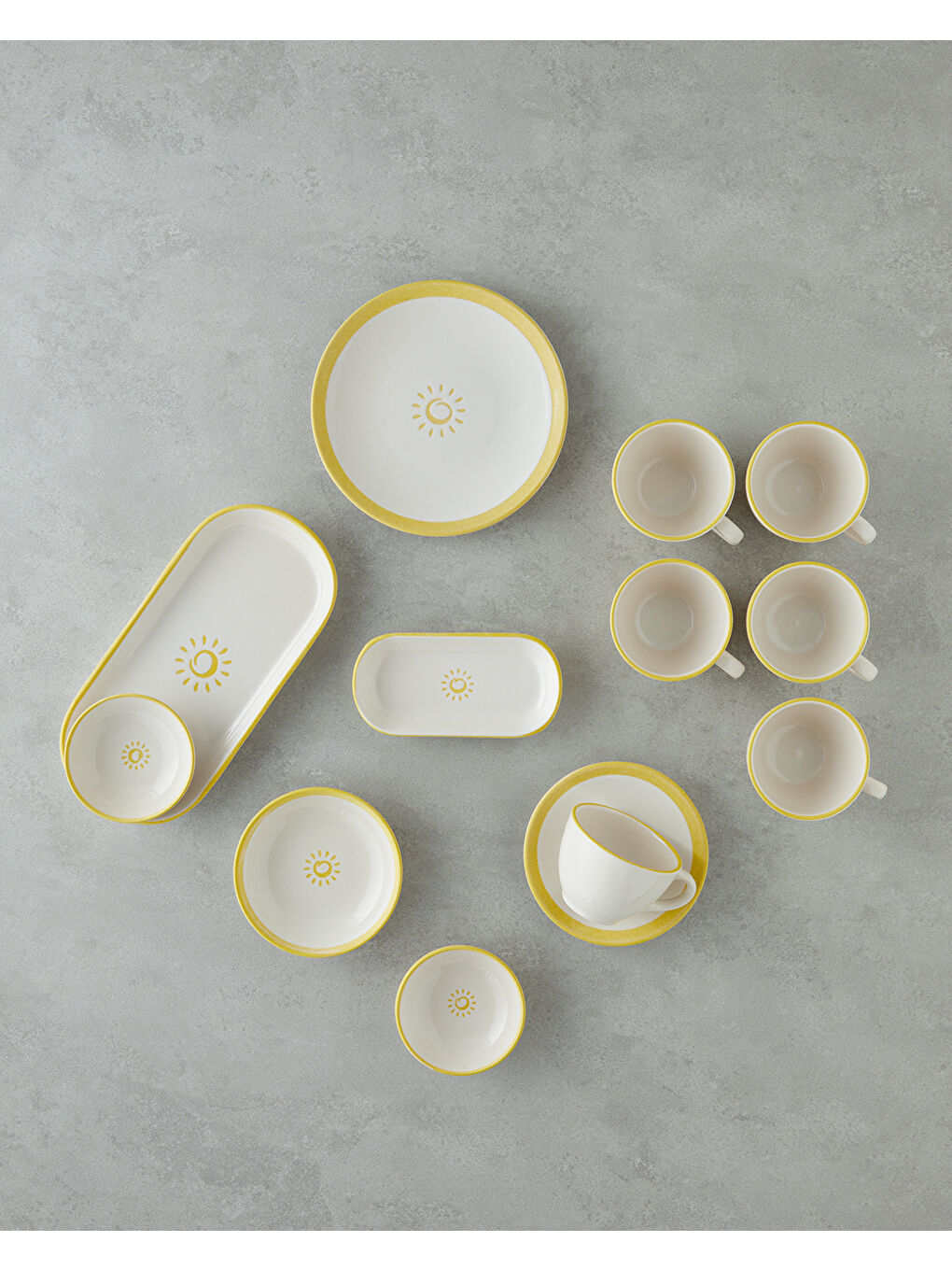 Sunny Seramik Kahvaltı Takımı 26 Parça 6 Kişilik Sarı-1