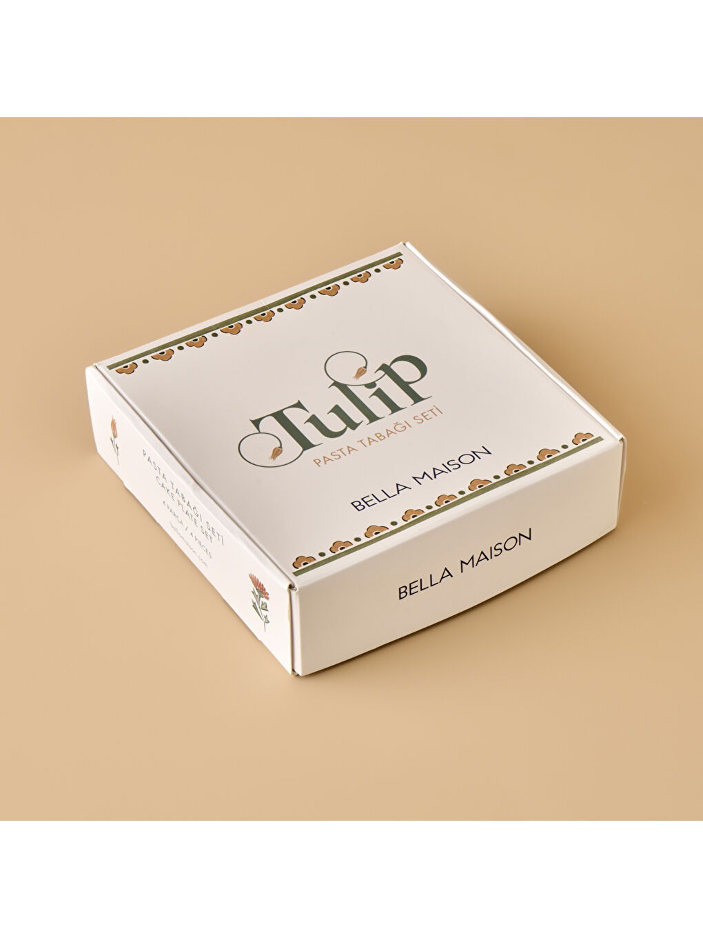 Karışık Tulip Porselen 4'lü Pasta Tabağı Seti (19 cm)-2