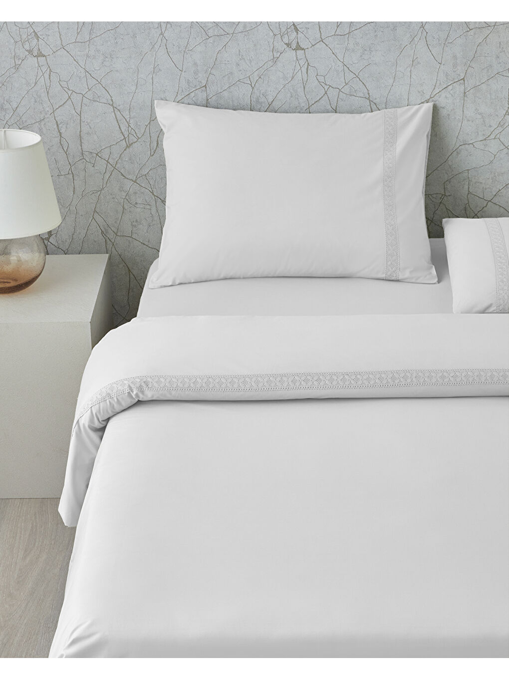 Lace Elegance Kopanakili Perkal Çift Kişilik Nevresim Takımı 200x220 cm Beyaz-1