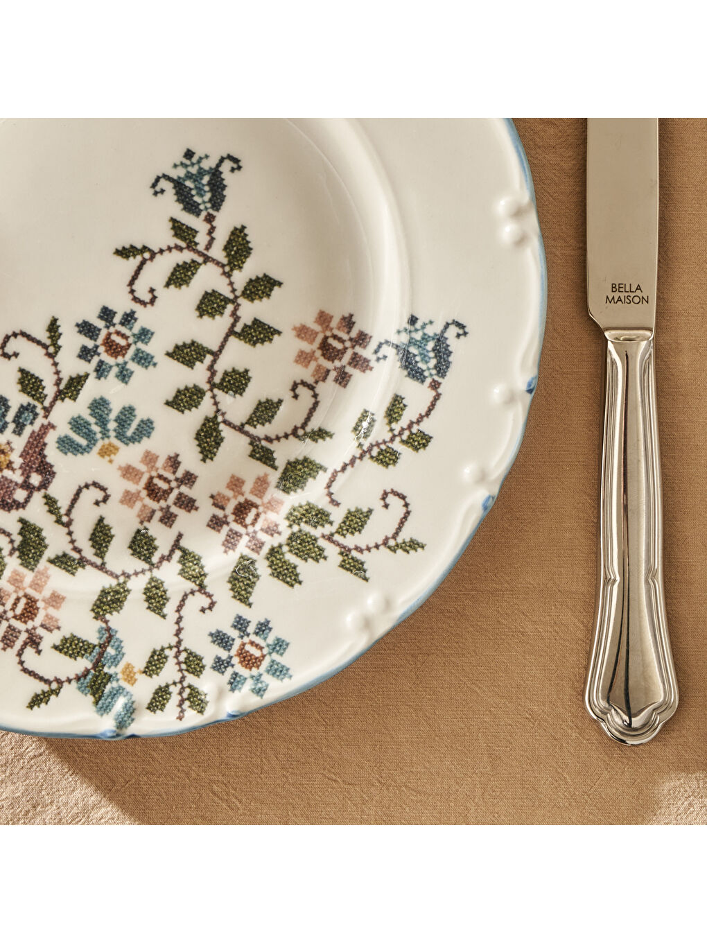 Vintage Porselen 26 Parça 6 Kişilik Kahvaltı Takımı Mavi-2