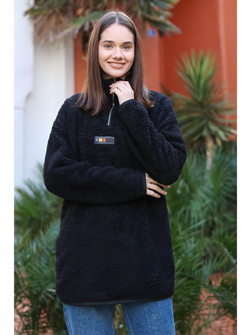 Armalı Pelüş Sweat Siyah - 27821-SIYAH