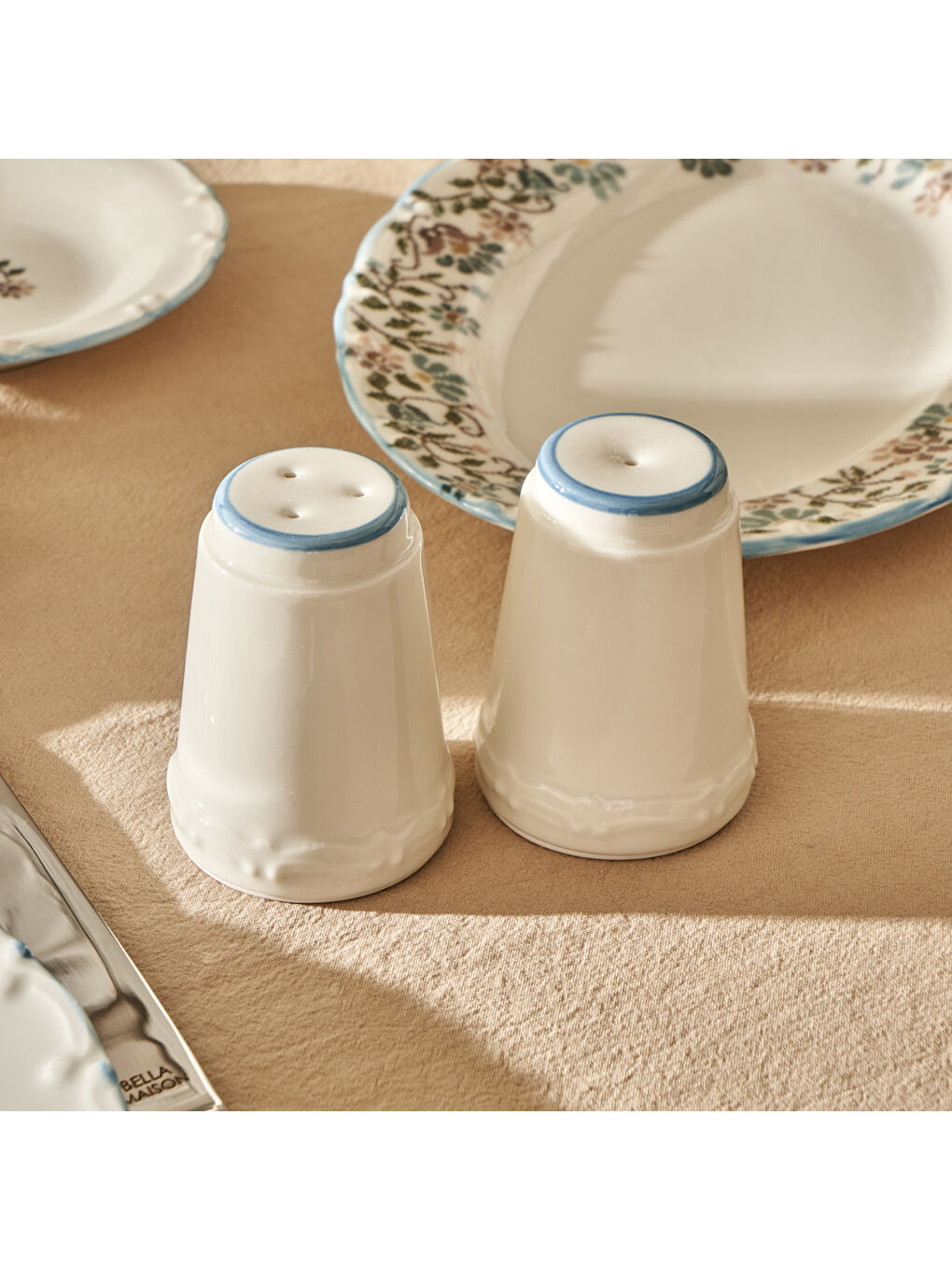 Vintage Porselen 26 Parça 6 Kişilik Kahvaltı Takımı Mavi-4