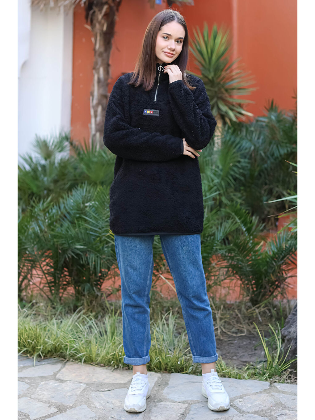 Armalı Pelüş Sweat Siyah - 27821-SIYAH-2