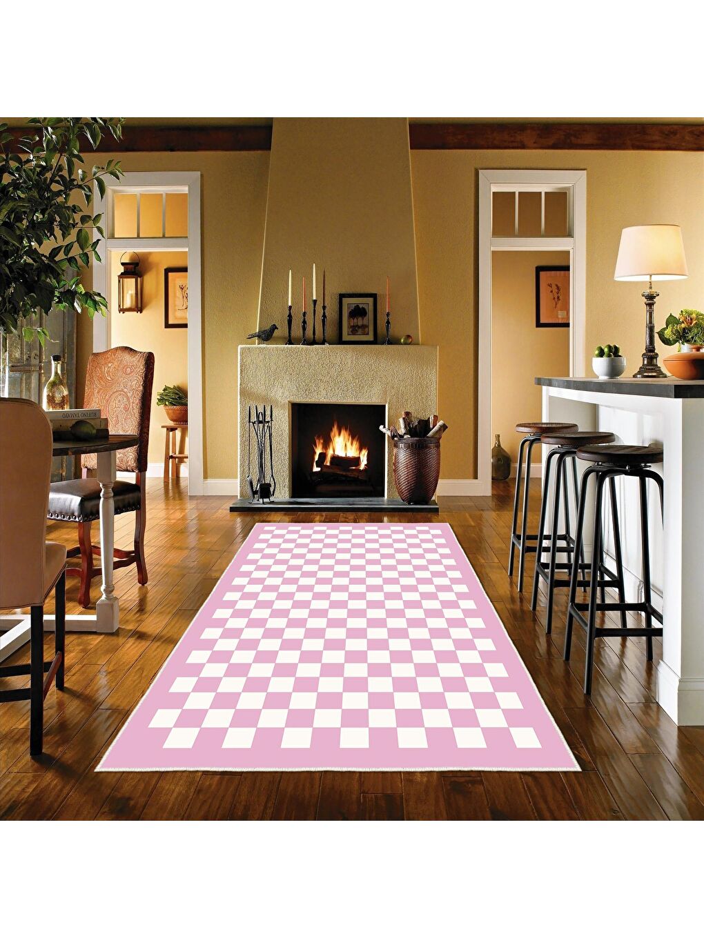 Pembe Dekoratif Özel Tasarım Yıkanabilir, Modern Halı 100x150