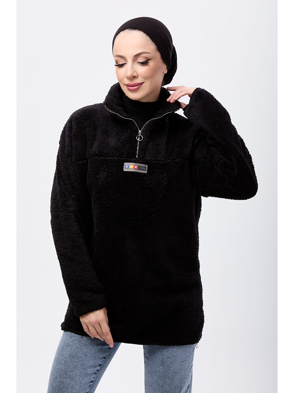 Armalı Pelüş Sweat Siyah - 27821-SIYAH-4