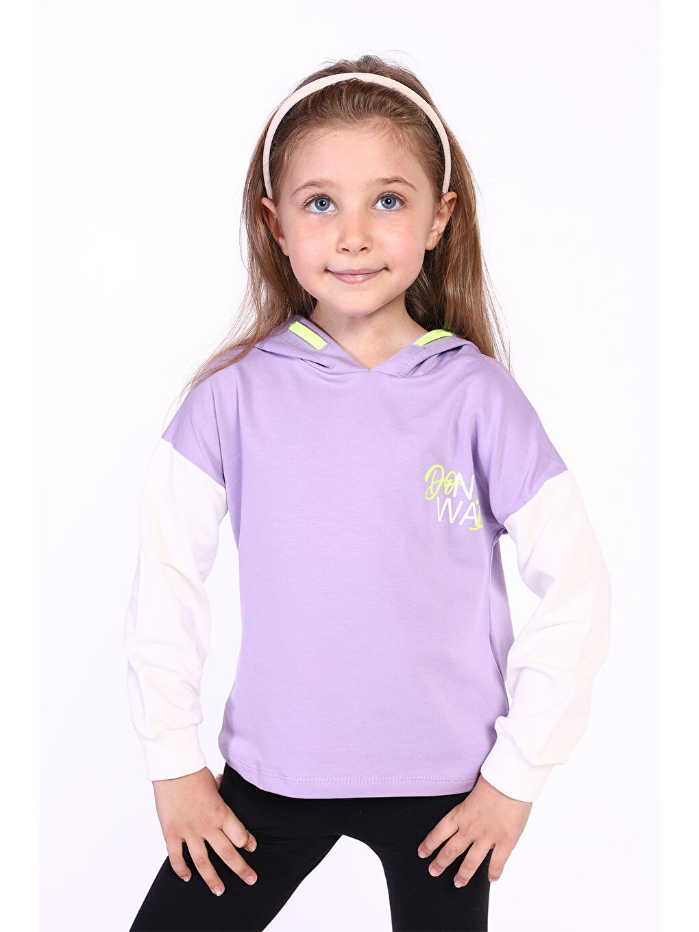 Toontoykids Lila Kız Çocuk Kapüşonlu Blok Renkli Sweatshirt