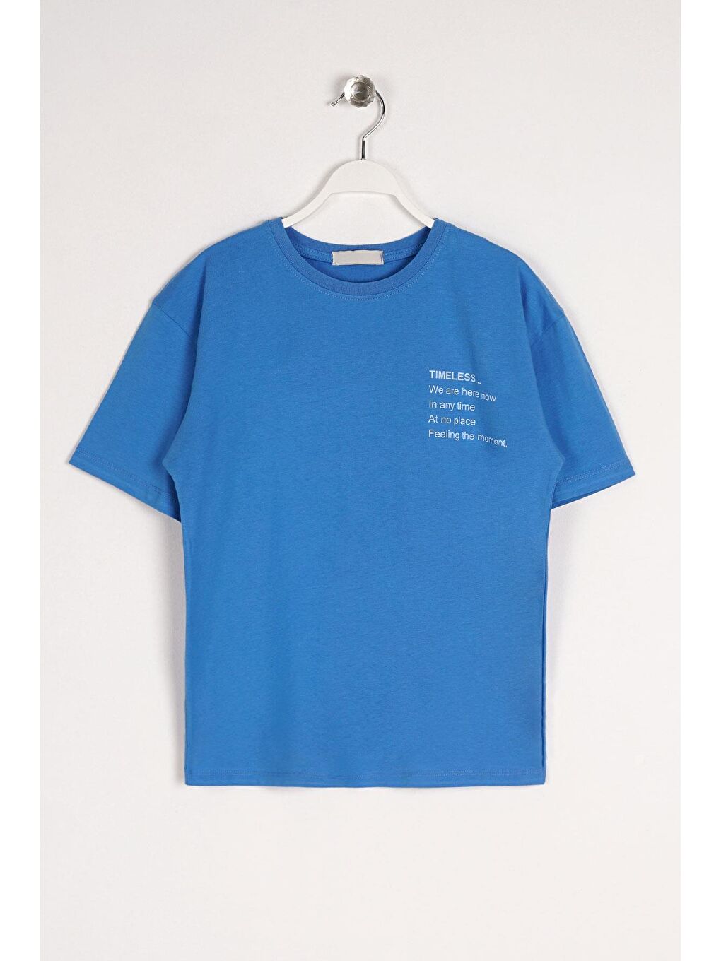 Bisiklet Yaka Kısa Kol Timeless Baskılı Mavi Renk Erkek Çocuk Tshirt-2