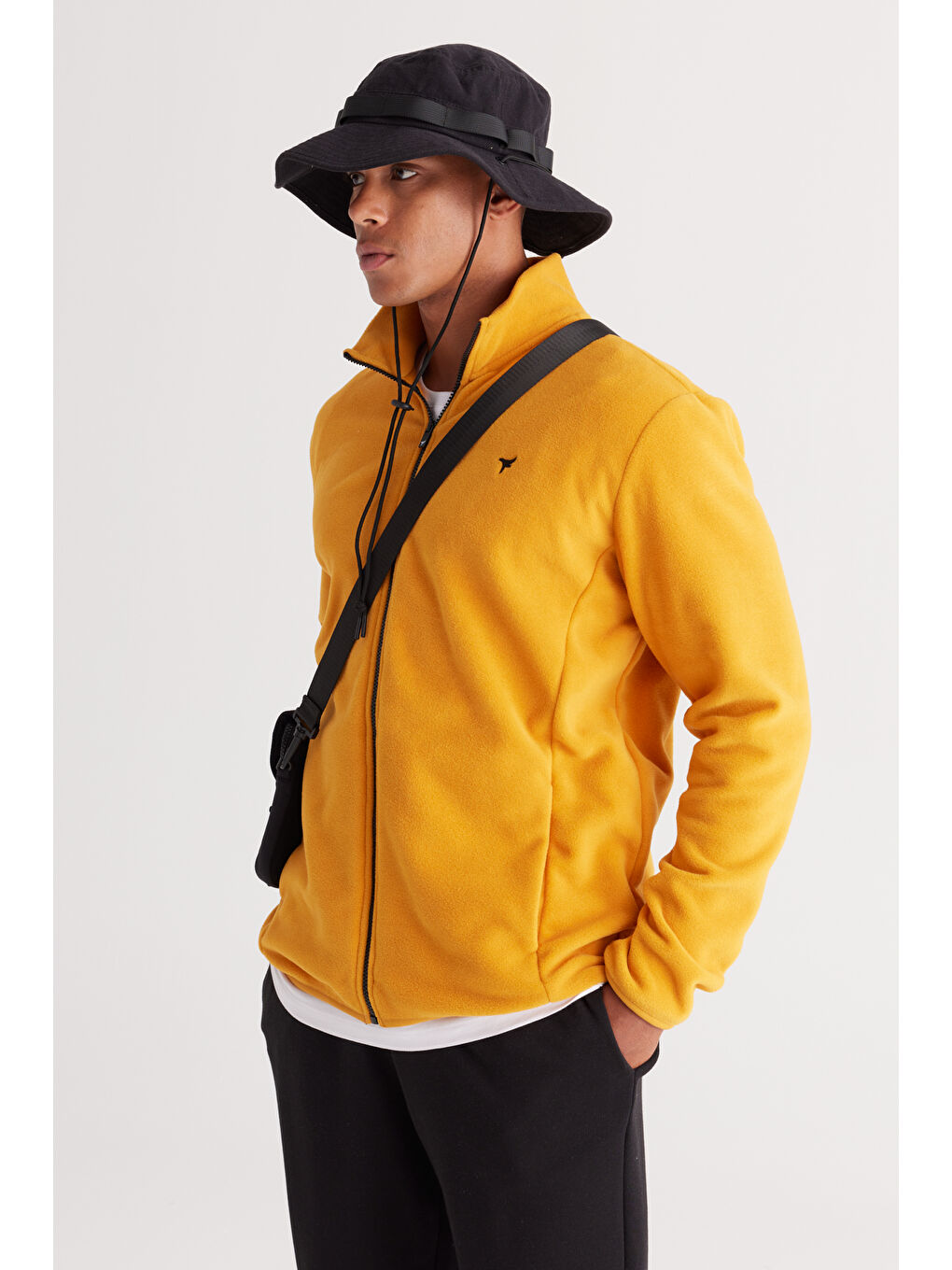 Erkek Sarı Standart Fit Normal Kesim Dik Yaka Polar-2