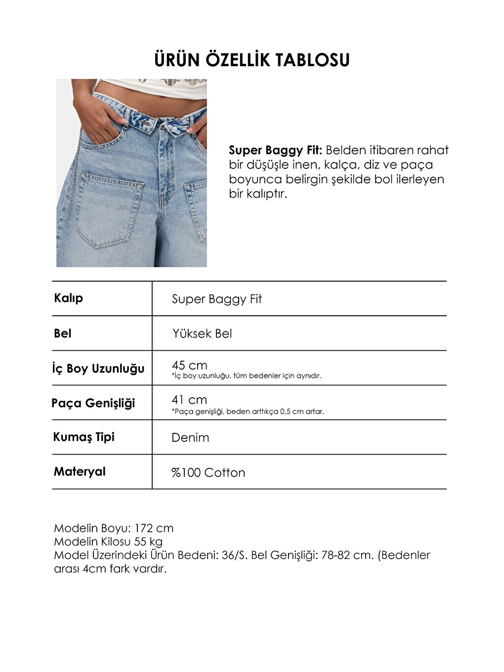 Kadın Mavi 4s6-3 Süper Baggy Fit Kemer Detaylı Maxi Boy Denim Jort-4