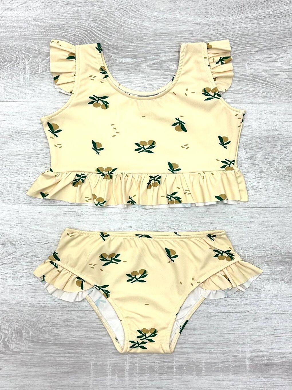 Sarı Kız Çocuk Fırfırlı Mayo Takımı 2-10 Yaş 12221