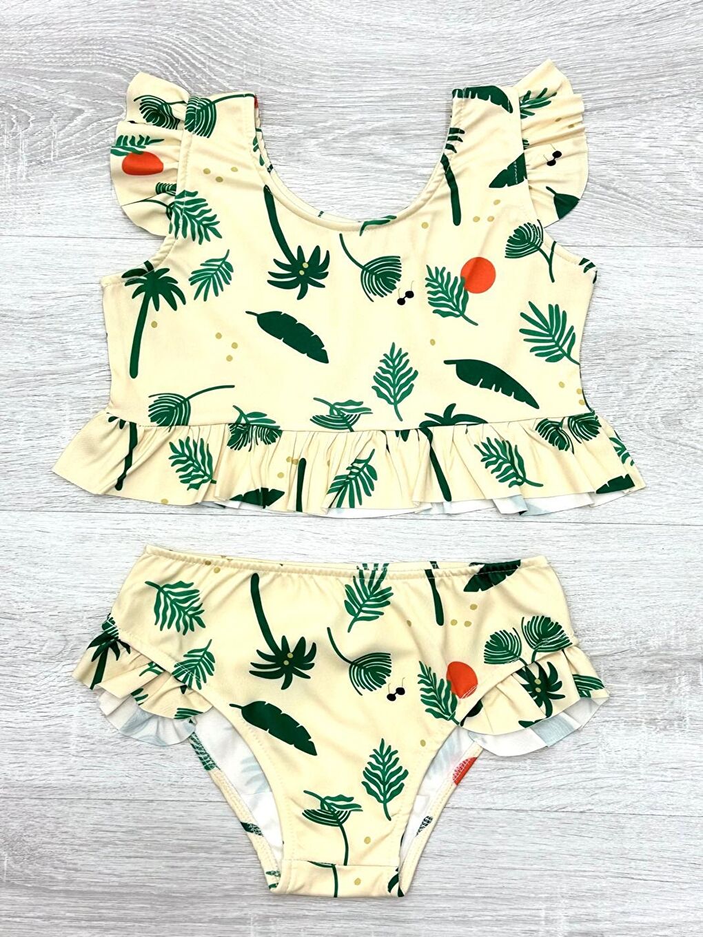 Sarı Kız Çocuk Fırfırlı Mayo Takımı 2-10 Yaş 12221