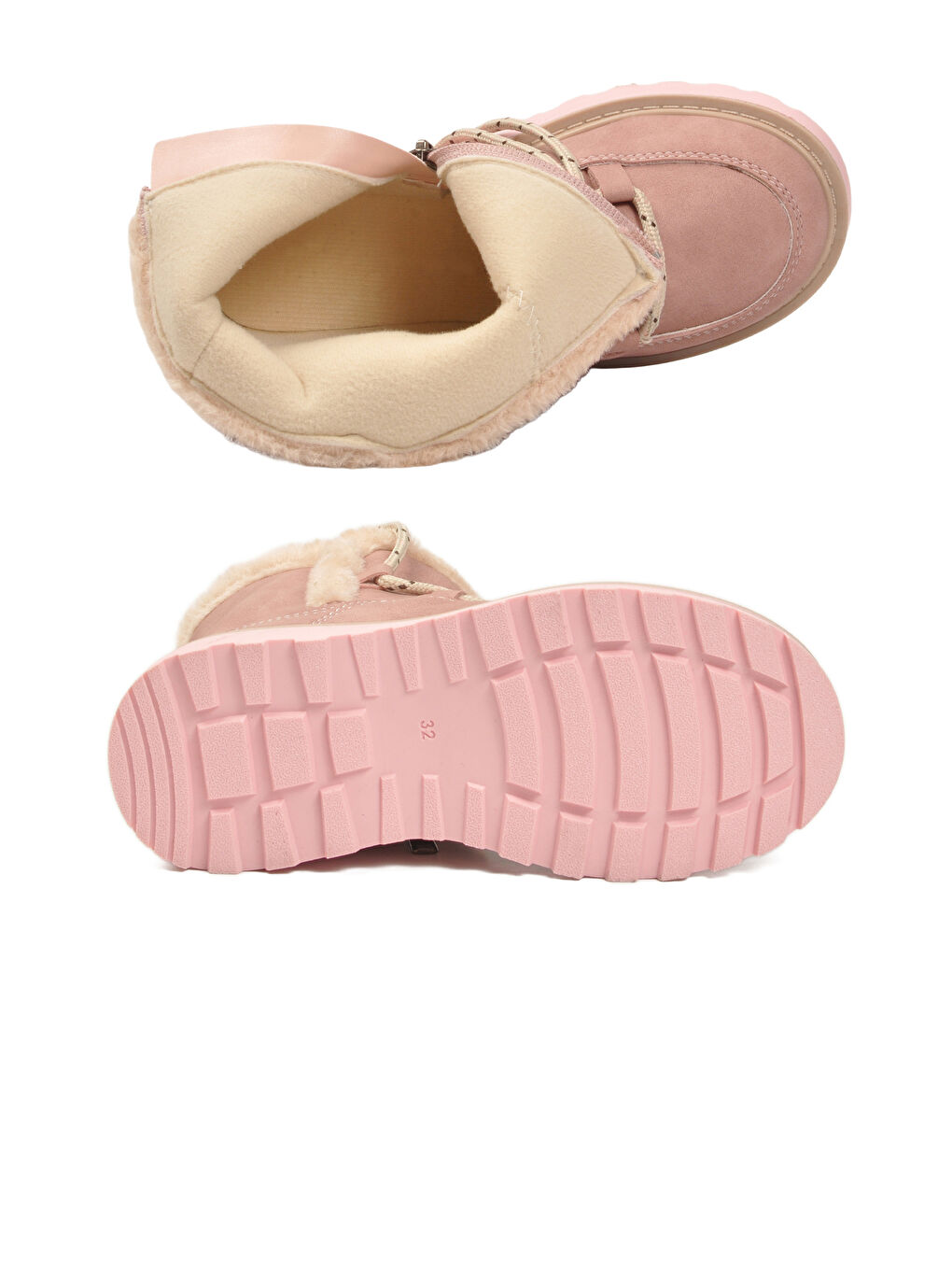 Pembe Pudra İçi Polarlı Kaymaz Kız Çocuk Bot Lina F-4