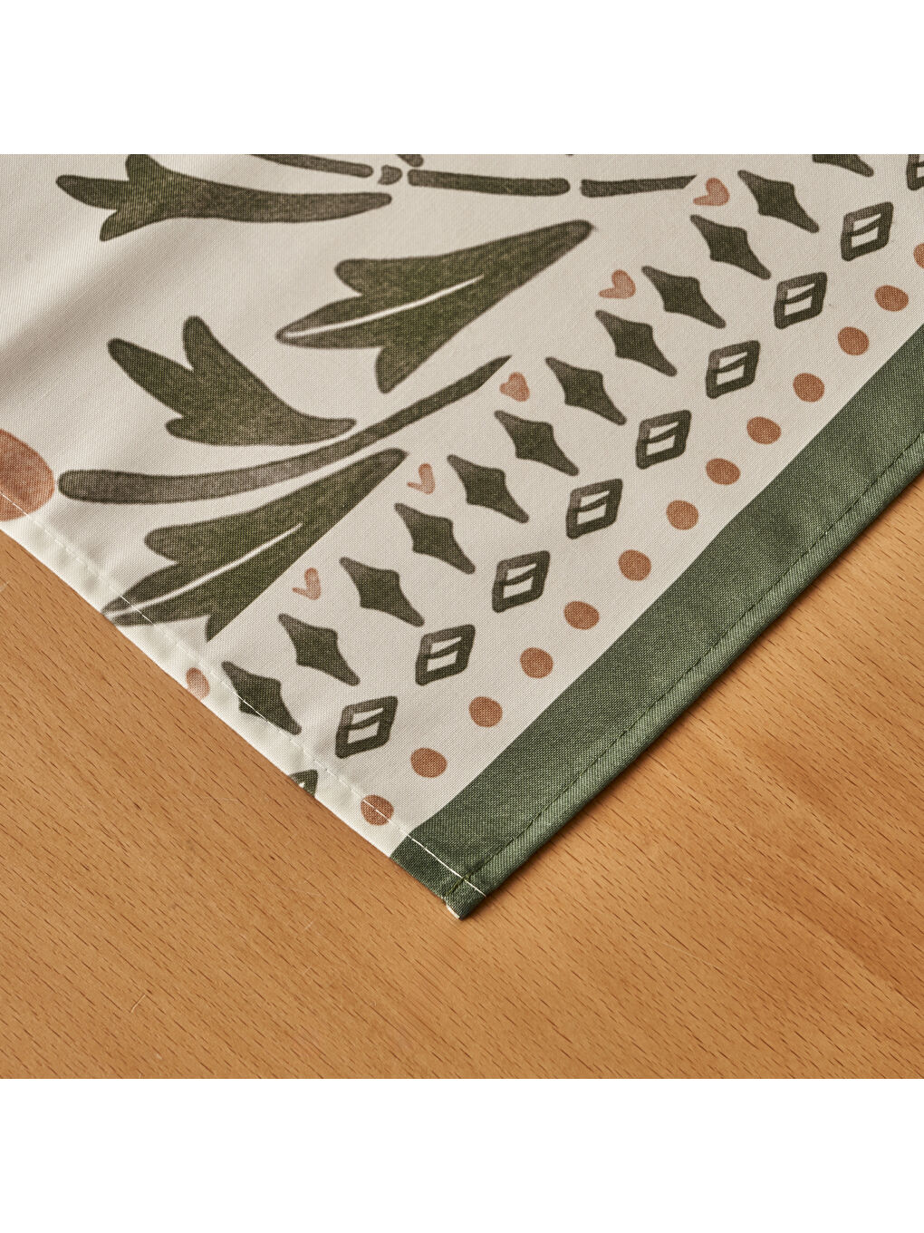 Tulip Pamuklu Runner Beyaz-Yeşil (50x150 cm)-1