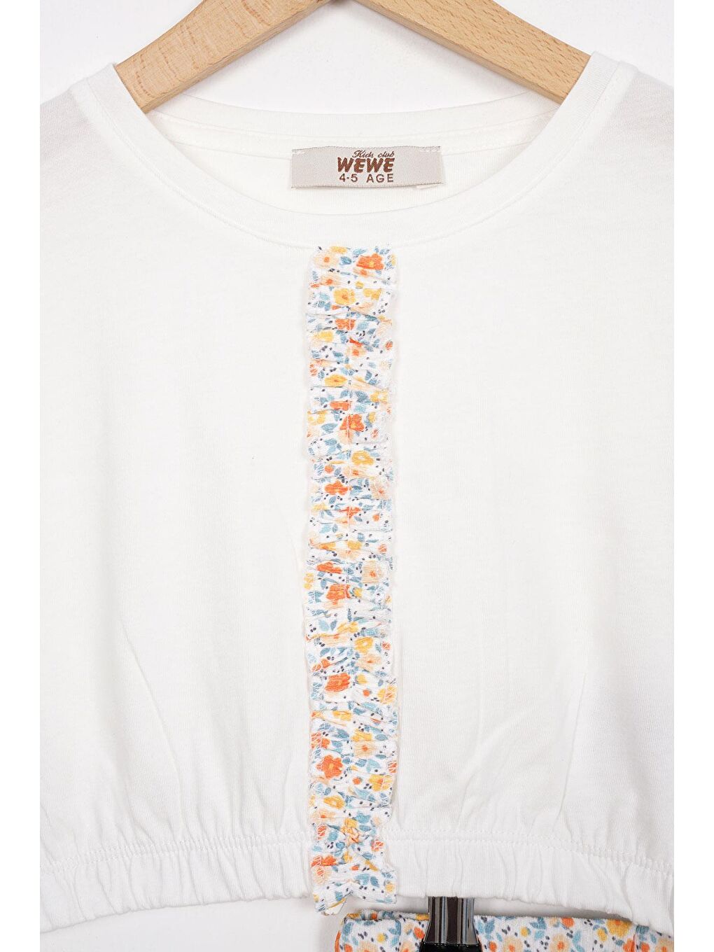 Beli Lastikli Duble Kol Çiçekli Sarı Renk Kız Çocuk Etekli Takım-7