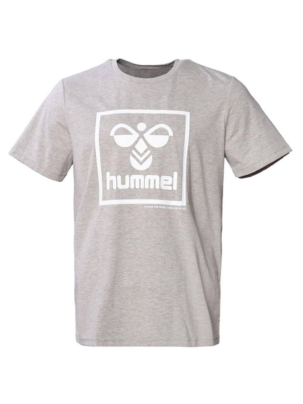 Hummel T-Isam Erkek Gri Baskılı Bisiklet Yaka Tişört