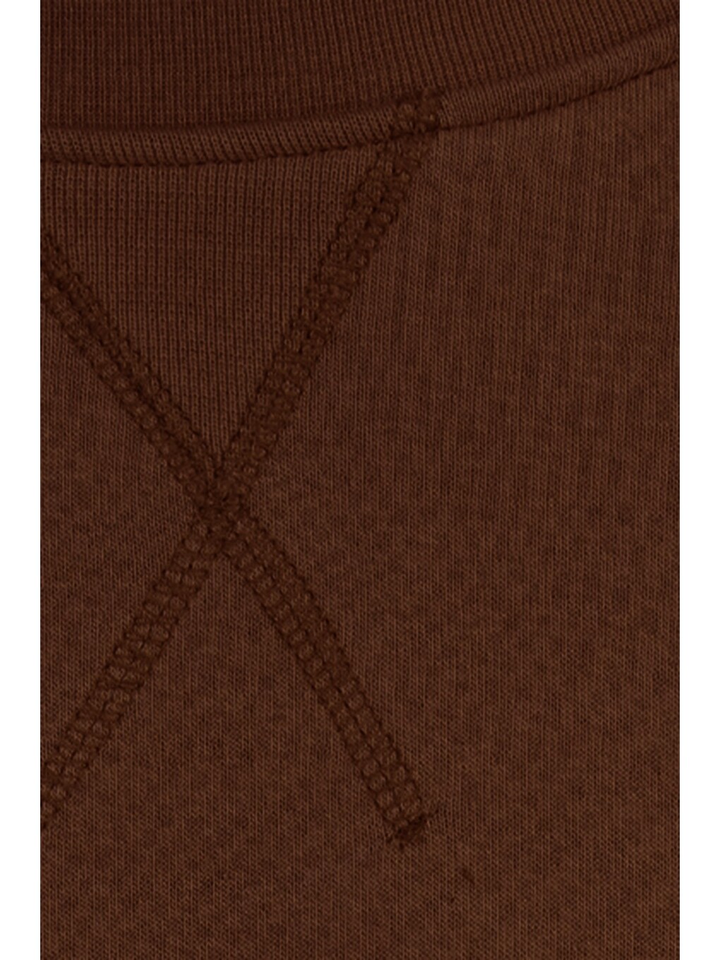 Unisex Relax Fit Rahat Kesim %100 Pamuk 3 İplik Basic Kahverengi Bisiklet Yaka Sweatshirt-2