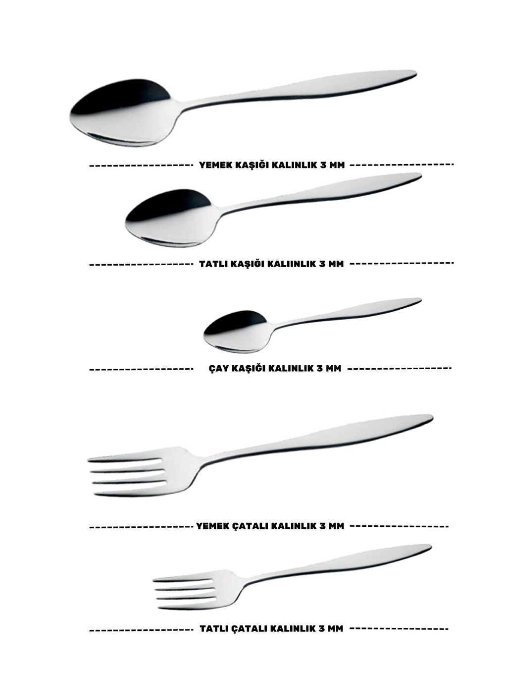 Gri Ceyda Yemek - Tatlı Çatal Kaşık ve Çay Kaşık Takımı 6 Kişilik 30 Parça-1