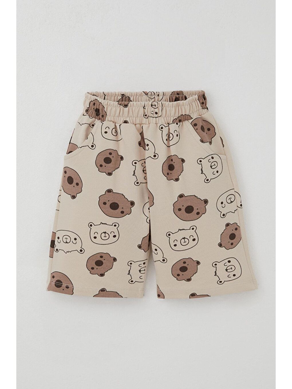 Erkek Bebek Şortlu Takım Sevimli Ayıcık Baskılı Bej (9 Ay-3 Yaş)-2