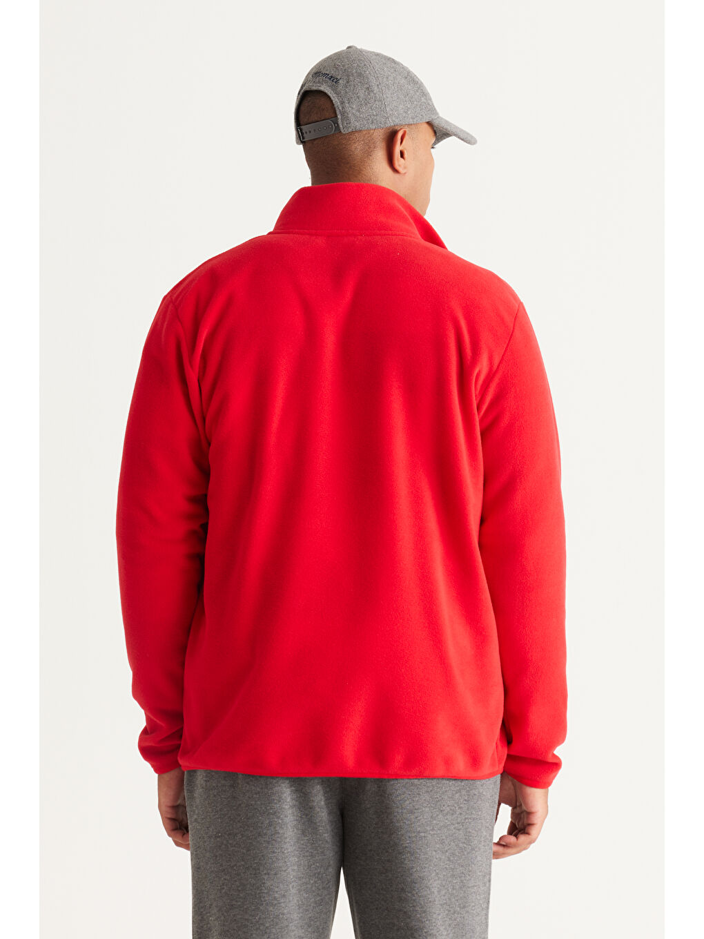 Erkek Kırmızı Standart Fit Normal Kesim Dik Yaka Polar-5