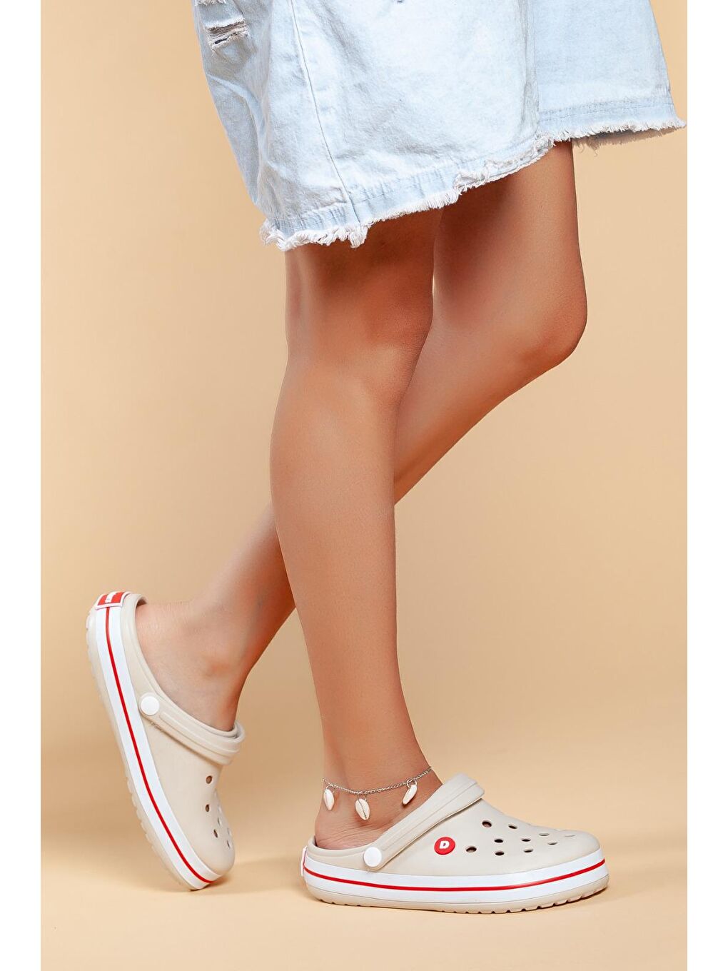 Bej D0079 Günlük  Unisex Terlik-1