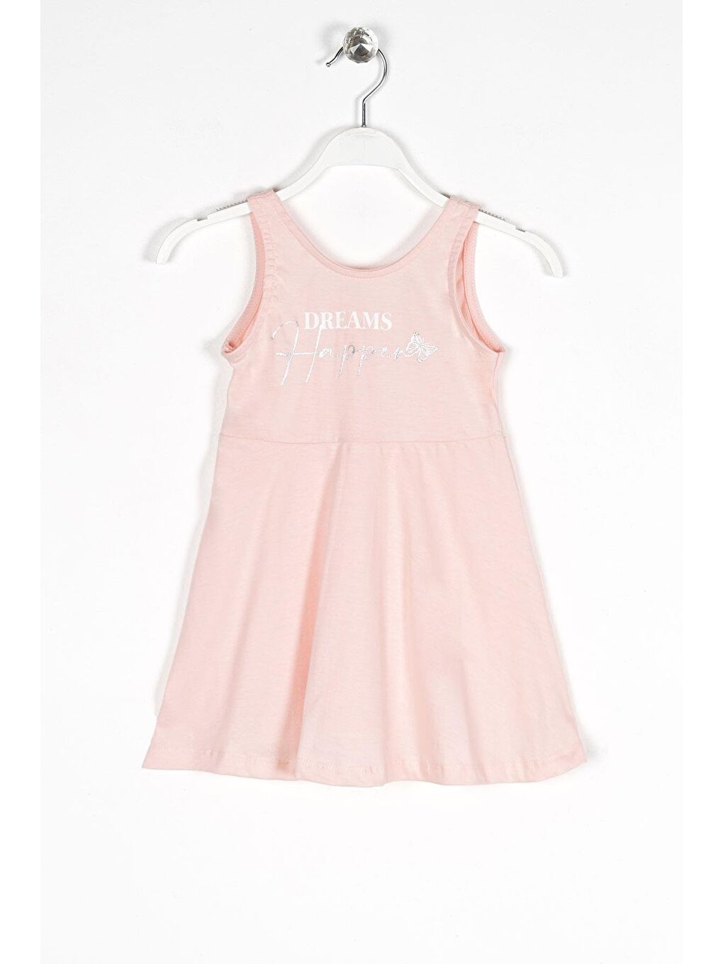 Pembe Yuvarlak Yaka Kız Çocuk Elbise